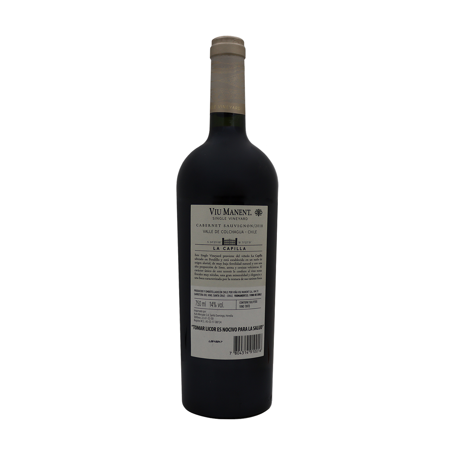 Vino Tinto Chile Cabernet Sauvignon Viu Manent Botella 750 Ml