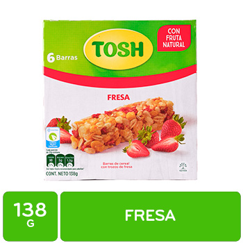 Barra Cereal Fresa Tosh Caja 138 G