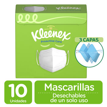Mascarilla Desechable Kleenex Respirable 10 Unid